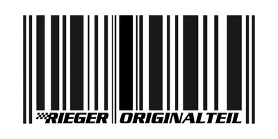 Sticker originele Rieger Tuning barcode zwart Merchandise 20x12cm