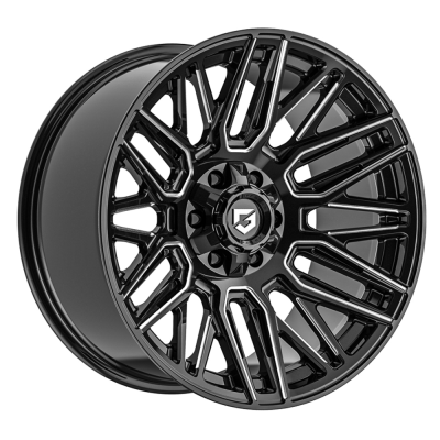 Gear Off Road EDGE - GLOSSY BLACK MILLED - 10J x 22inch ET-19 8x180 naaf 124.3