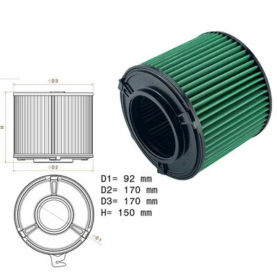 GREEN Vervangingsfilter Audi A5 (5F) 2016- 11/2016-08/2018 3.0 TDI 160kw