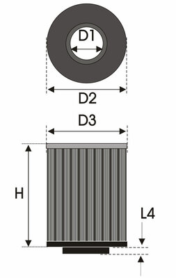 GREEN Universeel filter Cilindrisch single-cone &Oslash; 35mm flens Inox top - 37mm hoog, diameter 75mm
