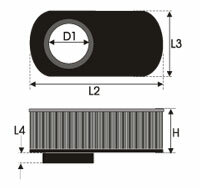 GREEN Universeel filter Cilindrisch single-cone &Oslash; 50mm flens Inox top