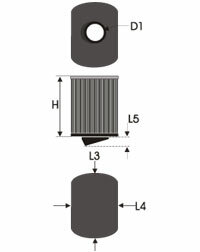 GREEN Universeel filter Cilindrisch single-cone &Oslash; 62,5mm flens Inox top - 170mm hoog, ovaal 100x120mm