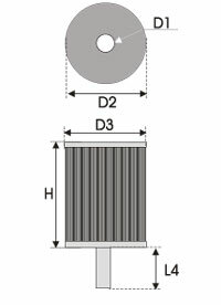 GREEN Universeel filter Carterontluchting Stalen buis Inox top - 40mm hoog, diameter 50mm