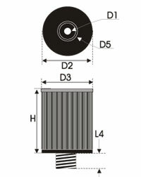 GREEN Universeel filter Carterontluchting Stalen buis Inox top - 45mm hoog, diameter 75mm