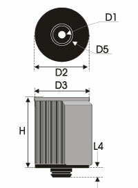 GREEN Universeel filter Carterontluchting Stalen buis Inox top &amp; terugslagplaat - 62mm hoog, diameter 75mm
