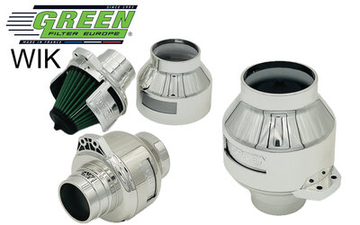 GREEN Universele Power Filter Wind Chroom 65/70/75mm aansluiting