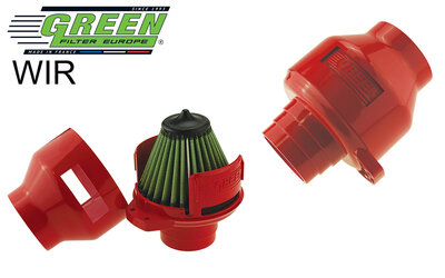 GREEN Universele Power Filter Wind Rood 65/70/75mm aansluiting