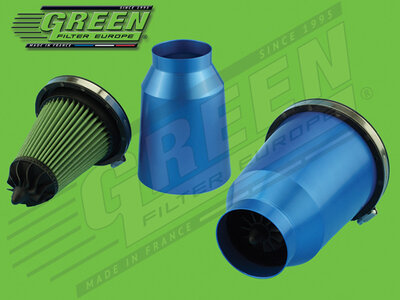 GREEN Universele Power Filter Twister Blauw hoogte 185 mm, basis 145 mm, top 79 mm