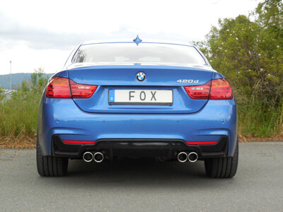 Fox Sportuitlaat BMW F32 - 420d Coup&eacute; M-pakket Achterdemper Dwarsuitlaat Rechts/Links Geschikt voor Rieger Achterbumper Inzetstuk 435i/440i Look - 2x80 Type 16 Rechts/Links