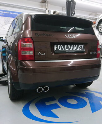 Fox Sportuitlaat Audi A2 - 1.6l + 1.4l 42l tank achterdemper - 2x80 type 16