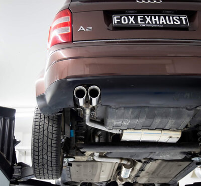 Fox Sportuitlaat Audi A2 - 1.4l 42l tank half systeem vanaf katalysator - 2x76 type 25 (bestaande uit achter- en voordemper met uitlaatpijp)