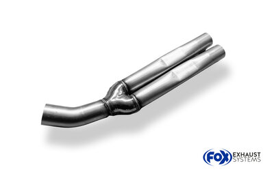 Fox Sportuitlaat Audi S4 B5 verbindingspijp 76/2x70 met adapter 2x55, geschikt voor de originele katalysatoren.