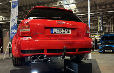 Fox Sportuitlaat Audi RS4 B5 - Roestvrijstalen uitlaatsysteem met voor- en achterdemper 90 mm - 2x106x71 Type 32 - incl. Y-adapter voor de originele downpipe