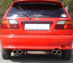 Fox Sportuitlaat Nissan Almera Type N15 Hatchback Achterdemper Rechts/Links Uitlaat - 2x90 Type 13 Rechts/Links