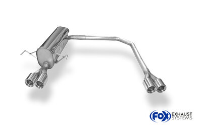 Fox Sportuitlaat Opel Astra H/ Astra H GTC Turbo Achterdemper Rechts/Links Uitlaat &Oslash;63,5mm - 2x76 Type 13 Rechts/Links