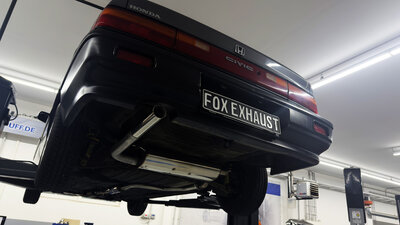 Fox Sportuitlaat Honda Civic 4 - ED3 Achterdemper dwars en voordemper - 1x63 Type 10 links