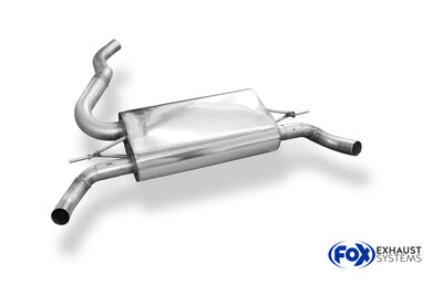 Fox Sportuitlaat Renault Clio IV RS achterdemper, dwarsuitgang rechts/links - 1x50 rechts/links voor standaard bumper (uitlaatpijpen niet zichtbaar)