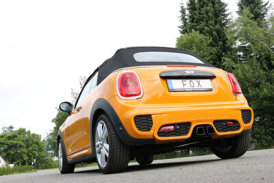 Fox Sportuitlaat Mini Cooper S - F56 &amp; F57 Achterdemper, middenuitlaat - 2x95x78 Type 68 Zwart