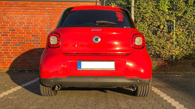 Fox Sportuitlaat Smart Forfour 453 achterdemper, dwarsuitgang rechts/links, inclusief flexibel stuk - 1x70 type 24 rechts/links