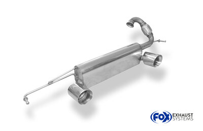 Fox Sportuitlaat Smart Fortwo 453 met Brabus achterdiffuser, dwarsgeplaatste achterdemper, uitlaat rechts/links inclusief flexstuk - 1x90 type 25 rechts/links