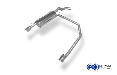 Fox Sportuitlaat VW Golf MK4 achterdemper, rechter/linker uitlaat &Oslash;63,5 mm - 1x90 type 25 rechts/links R32 design