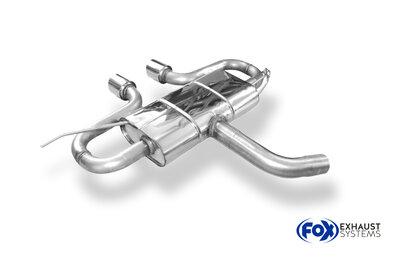 Fox Sportuitlaat VW Golf MK5 GTI/GTD + VW Golf MK5I GTI incl. Cabriolet Achterdemper, centrale uitlaat, R32-design - 2x90 Type 16 midden