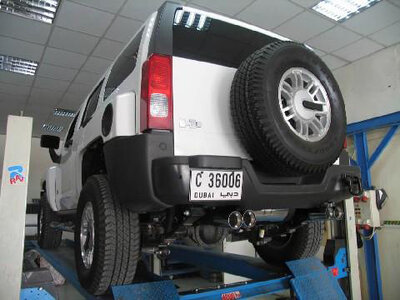 Fox Sportuitlaat Hummer H3 achterdemper, dwarsuitgang rechts/links - 2x100 type 25 rechts/links