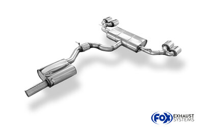 Fox Sportuitlaat Skoda Karoq 4x4 achterdemper, rechter/linker uitlaat, en voordemper - 2x115x85 type 32 rechts/links