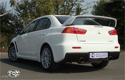 Fox Sportuitlaat Mitsubishi Lancer Evolution X achterdemper, dwarsuitgang rechts/links - 1x129x106 type 32 rechts/links