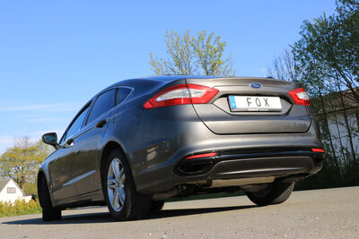 Fox Sportuitlaat Mondeo 5 hatchback/stationwagen/sedan achterdemper met dwarsuitgang rechts/links - uitlaatpijp komt uit in de originele bumper