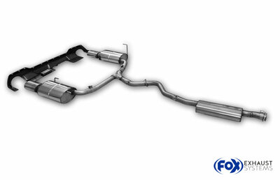 Fox Sportuitlaat Subaru Outback BT met achterdiffuser in matzwart, onbewerkte achterdemper (rechts/links) en voordemper - uitlaatpijpen 140x90 type 44 (rechts/links) (achterdiffuser moet nog gespoten worden)