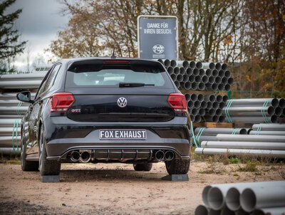 Fox Sportuitlaat VW Polo AW1 GTI Achterdemper Rechts/Links Uitlaat - 2x100 Type 25 Rechts/Links Zwart Ge&euml;mailleerd