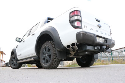 Fox Sportuitlaat Ford Ranger vanaf 10/2016 4x4 - Dubbele cabine + Wildtrak Achterdemper zij-uitlaat, uitgang aan de linkerkant van het voertuig achter het achterwiel - 2x115x85 Type 38