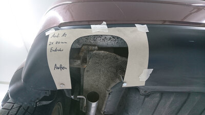 Fox Sportuitlaat Audi A2 - Sjabloon voor 2x80mm ronde onderdelen. Wordt afgedrukt op papier (A3).