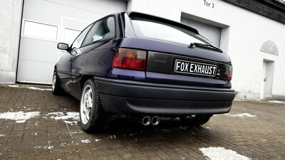 Fox Sportuitlaat Opel Astra F-CC achterdemper, 1-puntsophanging - 2x78x75 Type 73
