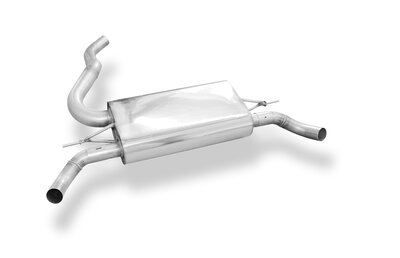 Fox Sportuitlaat Renault Clio IV RS achterdemper, dwarsuitgang rechts/links - 1x50 rechts/links voor standaard bumper (uitlaatpijpen niet zichtbaar)