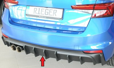 Fox Sportuitlaat Skoda Fabia PJ - Rieger achterdiffuser-inzetstuk, mat ABS, voor sportuitlaten aan de linkerkant (2 x 90 mm diameter), ABS, voor voertuigen zonder trekhaak, inclusief montagemateriaal en certificaat - spuiten vereist