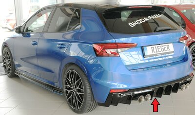 Fox Sportuitlaat Skoda Fabia PJ - Rieger achterdiffuser-inzetstuk, ABS, glanzend, voor sportieve uitlaatpijpen links en rechts (4x90mm diameter), ABS, voor voertuigen zonder trekhaak, incl. montagemateriaal, certificaat