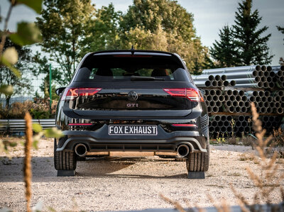Fox Sportuitlaat VW Golf 8 GTI uitlaatdemper voor en achter, rechter/linker uitlaat 80 mm - 1x125 mm type 25 rechts/links
