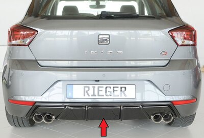 Fox Sportuitlaat Seat Ibiza V - KJ Rieger achterdiffuser voor dubbele uitlaat links en rechts (4x80mm &Oslash;), ABS, hoogglans zwart, incl. montagemateriaal, certificaat