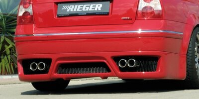 Fox Sportuitlaat Rieger achterdiffuser-inzetstuk voor VW Passat 3BG sedan, ABS, inclusief aluminium gaas, certificaat en montagemateriaal.