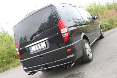 Fox Sportuitlaat Mercedes Vito/Viano - W639 Compacte achterdemper met dwarsuitgang rechts/links incl. verbindingspijp - 2x115x85 Type 32 rechts/links
