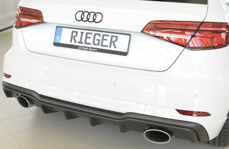 Rieger rear skirt insert Matt Black Audi A3 8V Sportback Facelift