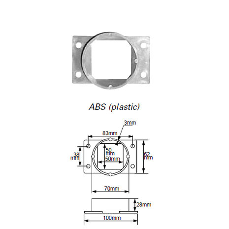 Green Adapterplaat ABS plastic Ø 70mm aansluiting GRBR01
