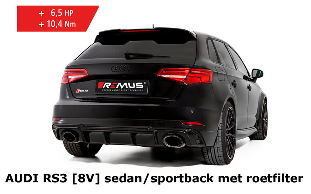 Audi RS3 [8V] Sportback Facelift (met GPF) Remus einddemper L/R dubbele uitgang