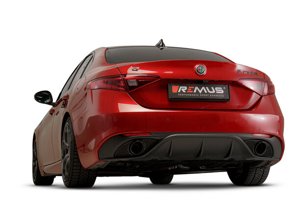 Remus uitlaat Alfa Romeo Giulia Veloce 2.0 met GPF (roetfilter) Racing cat-back systeem Ø70 mm