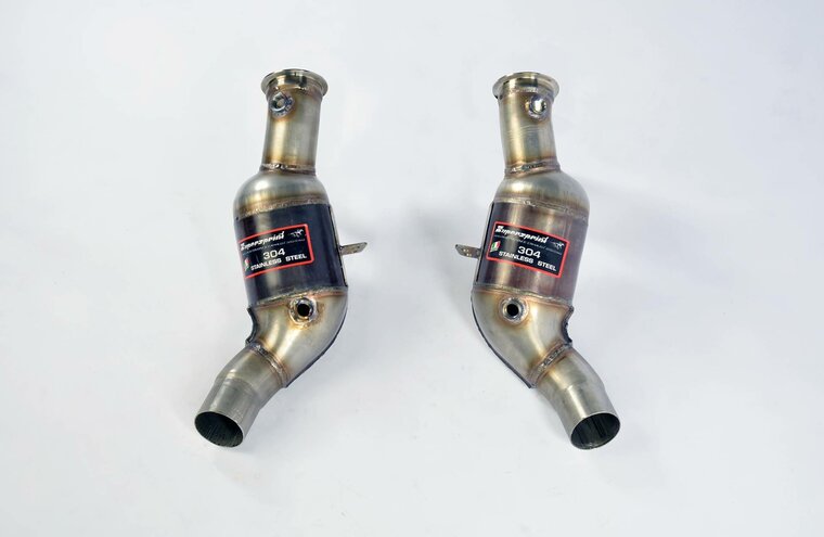 Supersprint Downpipe right + Metallic catalytic converter 200CPSI ALFA ROMEO GIULIA QUADRIFOGLIO &quot;Racing Edition&quot; 2.9i V6 Bi-Turbo (520 Hp) 2020 (with valve)