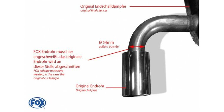 Mazda CX5 - KE/ GH/ KF uitlaat rechts/links aansluiting 54mm binnen - 1x100 Typ 16 rechts/links - naar Verschwei&Atilde;&Yuml;en met dem originele einddemper
