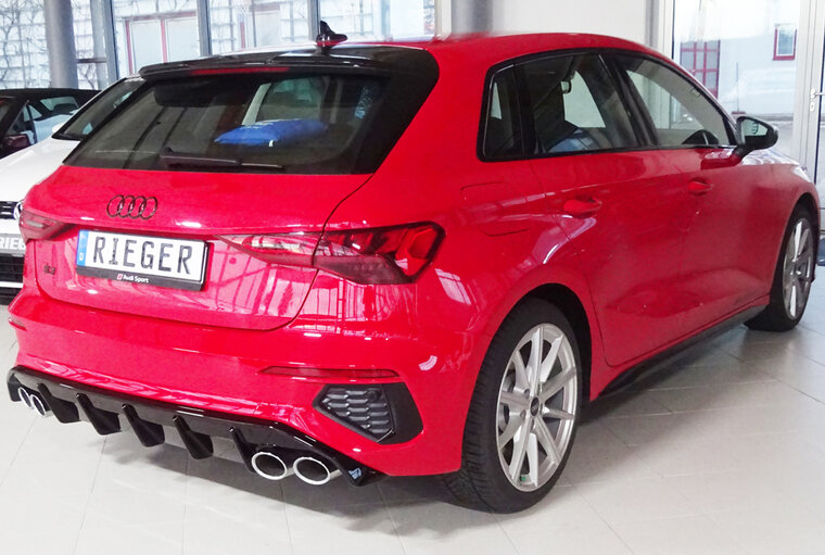 Rieger Tuning diffuser Audi A3 / S3 [GY] met uitlaatuitsparing links/rechts