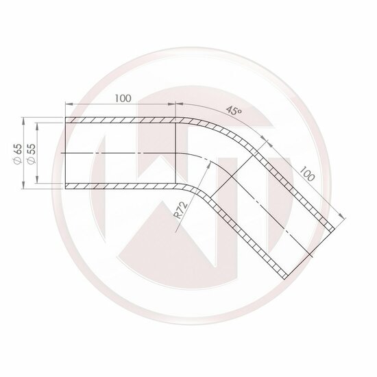 Wagner Tuning &Oslash;55mm silicone hose 45&deg; bend black